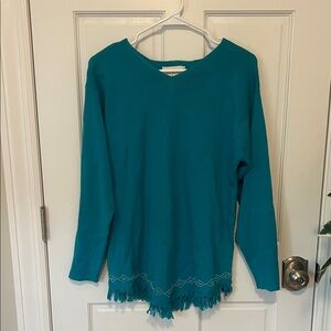 Fun Teal Fringe Hem Women's Sweatshirt